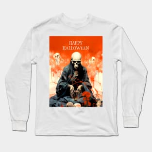 Japanese Skeleton Demon: Jikininki, Japanese Supernatural Ghost for Halloween Long Sleeve T-Shirt